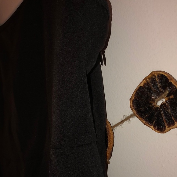 Black Square Neck Bow Strap Ties Midi Cocktail Dress - Picture 5 of 6